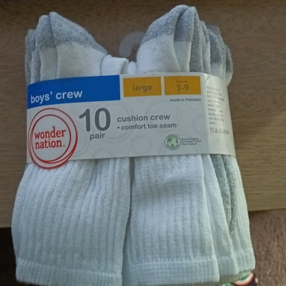 Boys Wonder Nation Brand Cushion Crew Socks 10 pair